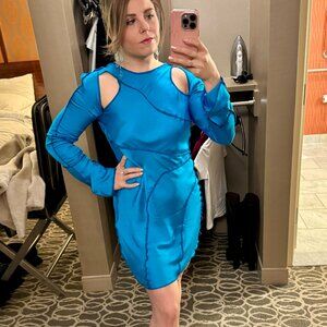 UNIQUE & Stunning - Neon Blue Cutout Mini Dress - Topshop US 6